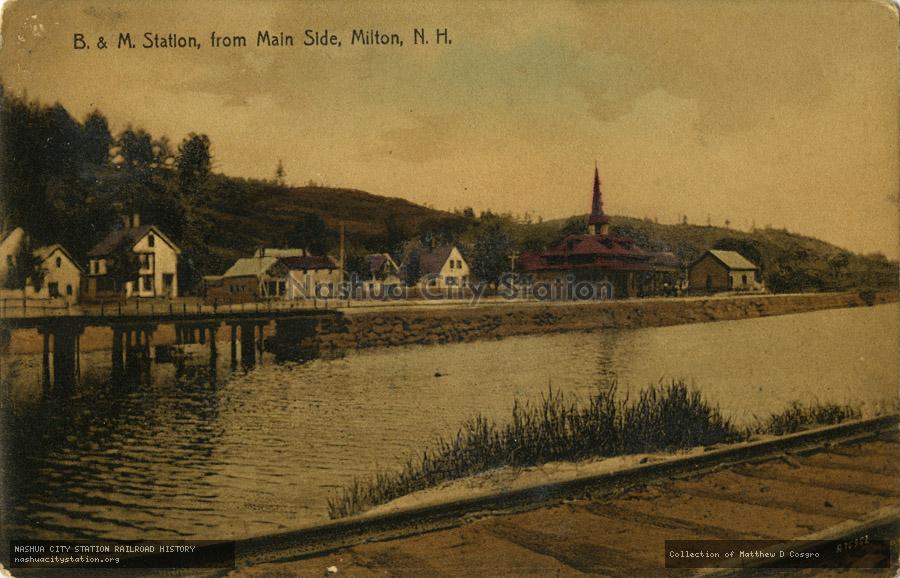 Postcard: Boston & Maine Station, from Main Side, Milton, N.H.
